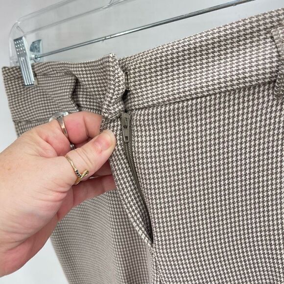 JH Collections Karyn Womens Dress Pants Houndstooth Flat Front Stretch Tan 6 - Picture 9 of 13